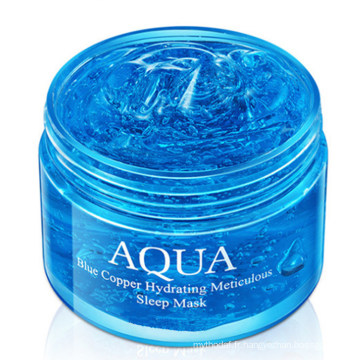 Produit de soins de la peau de marque privée OEM Peptide de cuivre bleu Feuille de masque de sommeil hydratant Masque facial hydratant sans nettoyage